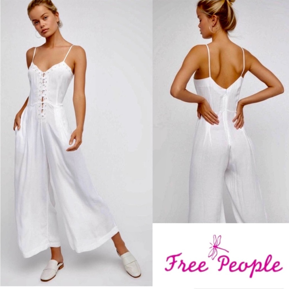 Free People Embroidered Wide Leg Jumpsuit